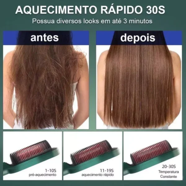 Escova Alisadora Bivolt 5 em 1 Alisa Hidrata Modela Alinha e Anti-Frizz - Imagem 4