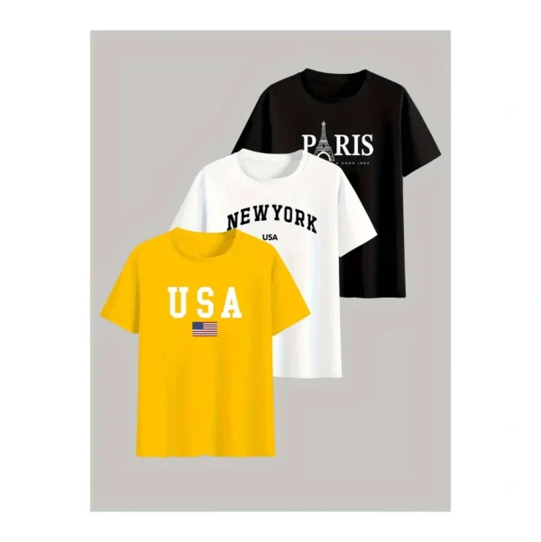 Kit 3 Camisetas Masculina Sortidas 100% Algodão Premium - Imagem 2