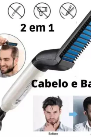 Modelador Pente Elétrico Escova Alisadora Cabelo e Barba Chapinha Masculino