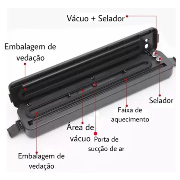 Máquina Seladora De Alimentos A Vácuo Portátil - Imagem 5