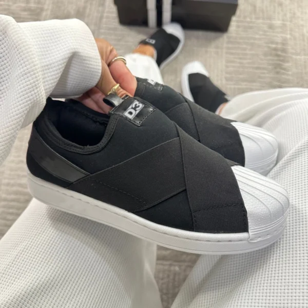 Tênis Feminino Slip-On Elástico Preto - Imagem 12