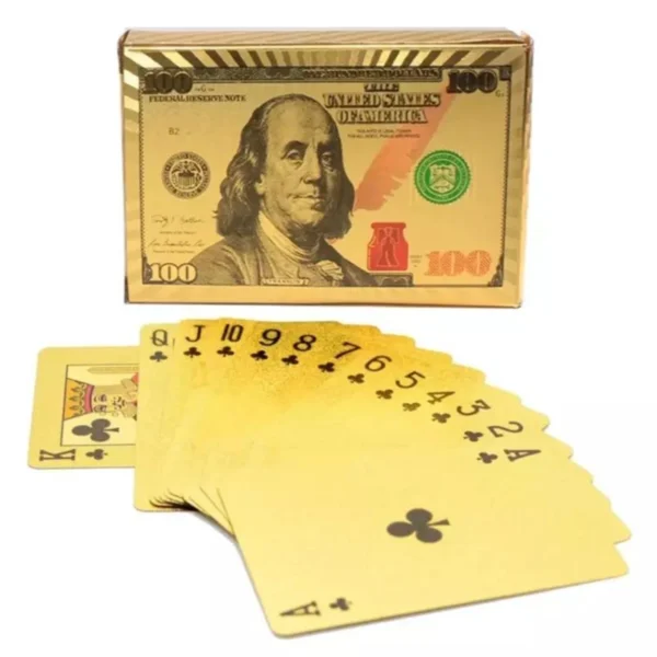Baralho Dólar Cartão De Jogo Dourado 24K Prova D'água - Imagem 2