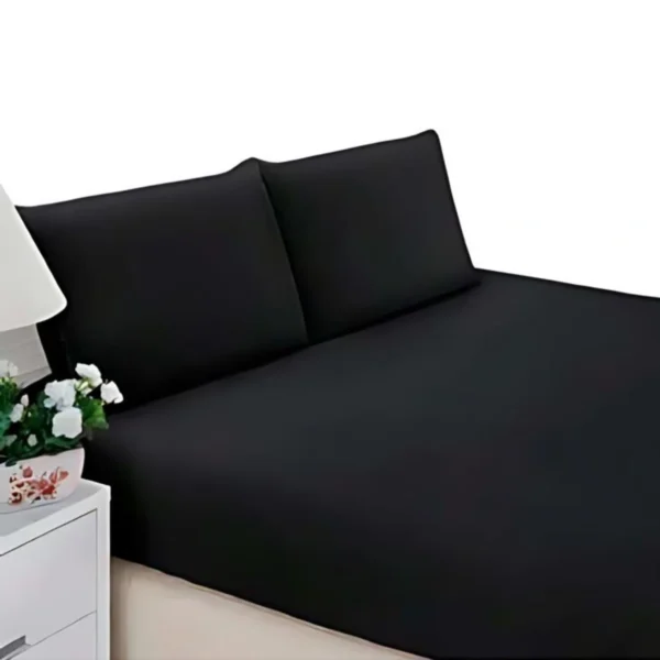 Kit Jogo Lençol Premium Cama Casal 3 Peças Com Elástico e Fronhas - Imagem 2