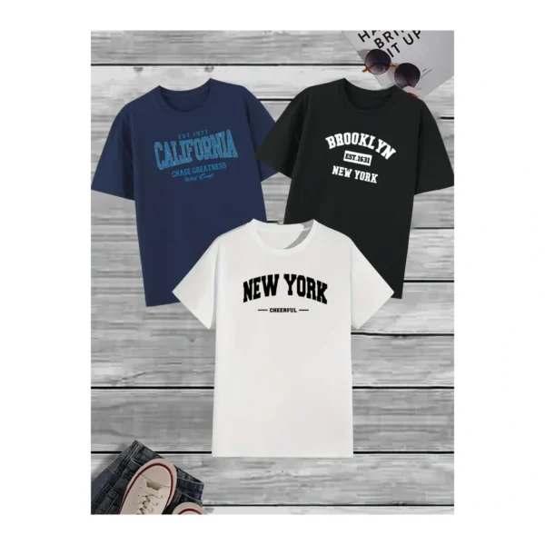 Kit 3 Camisetas Masculina Sortidas 100% Algodão Premium - Imagem 7