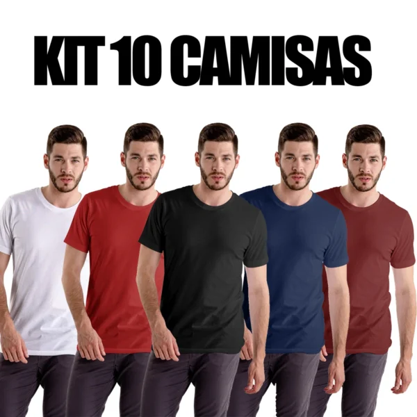 Kit 10 Camisas Masculina Lisa Algodão Premium - Imagem 14