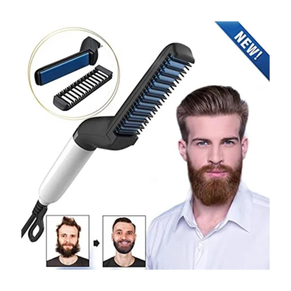Modelador Pente Elétrico Escova Alisadora Cabelo e Barba Chapinha Masculino - Imagem 5