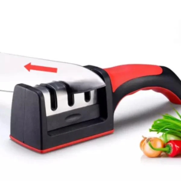 Afiador Amolador De Facas Em Aço Inox Com 3 Borda Profissional Base Emborrachado - Imagem 3