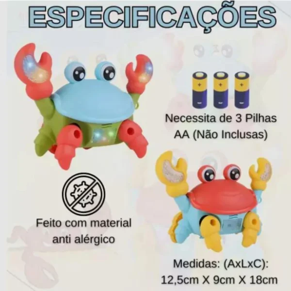 Caranguejo Brinquedo Fujão Som Luz E Movimento Brinquedo - Imagem 5