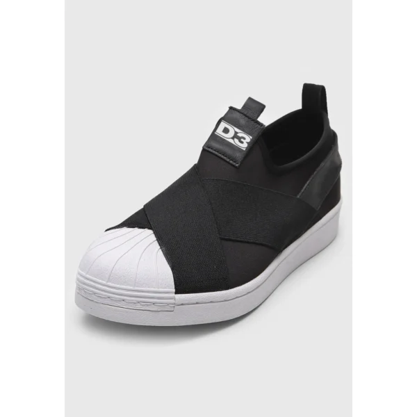 Tênis Feminino Slip-On Elástico Preto - Imagem 8