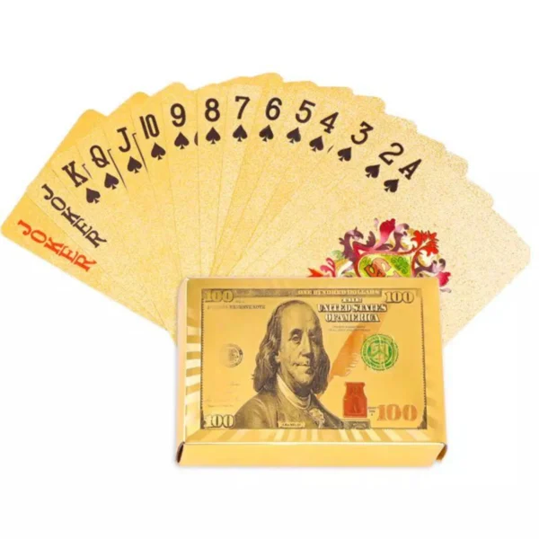 Baralho Dólar Cartão De Jogo Dourado 24K Prova D'água - Imagem 3