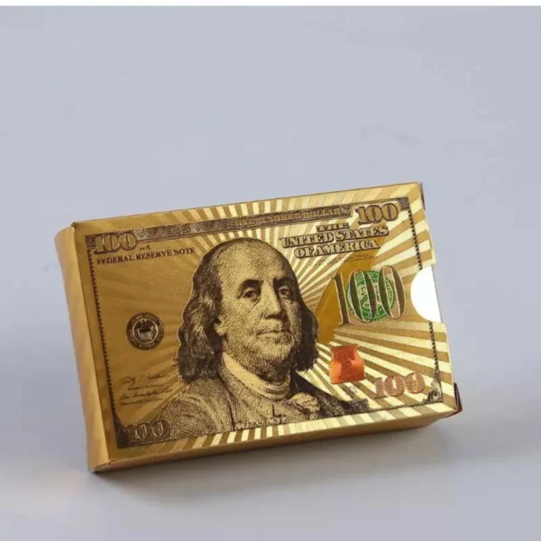 Baralho Dólar Cartão De Jogo Dourado 24K Prova D'água - Imagem 5