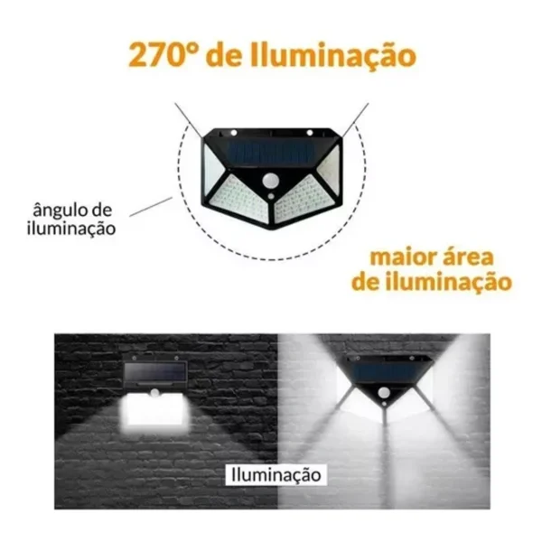 Luminária Solar com 100 Led com Sensor de Presença - Imagem 3