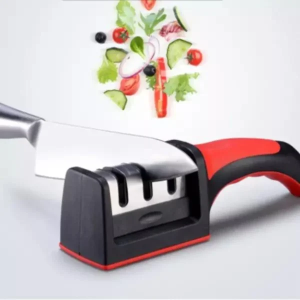 Afiador Amolador De Facas Em Aço Inox Com 3 Borda Profissional Base Emborrachado - Imagem 8