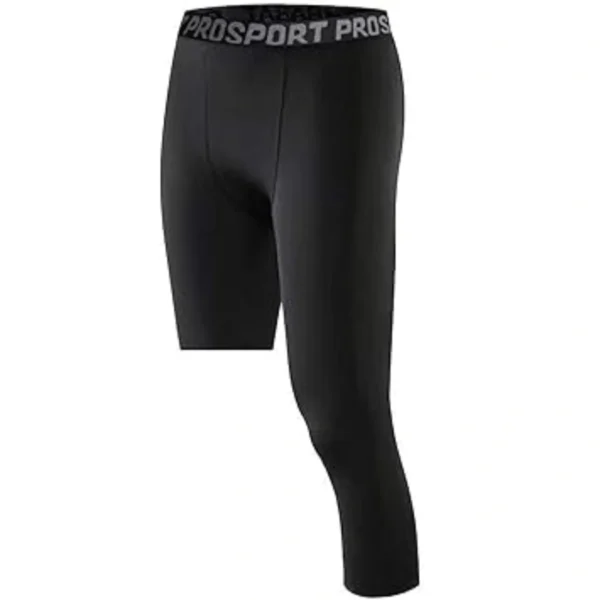 Calça Masculina de Basquete Capri de Compressão de Uma Perna Atlética Esquerda - Imagem 3